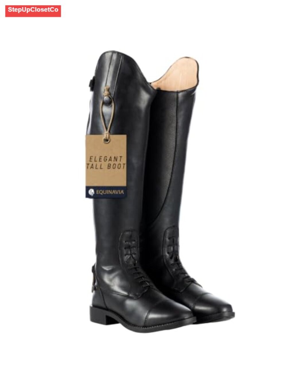 Women's Tall Equestrian Riding Boots Synthetic Leather Pull-On Zip